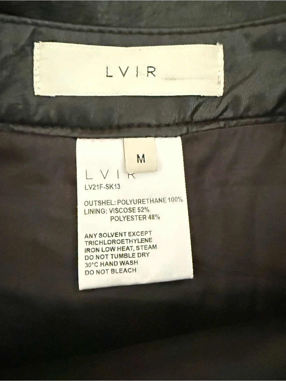 LVIR Black Faux Leather A-Line Skirt